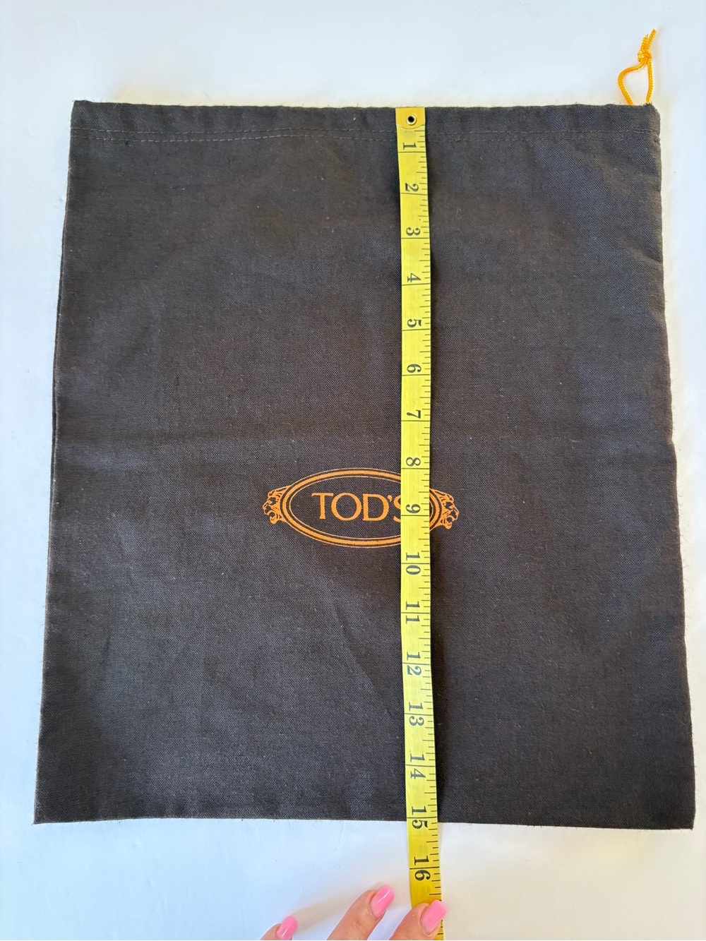 Tod's Dust Shoe Purse Bag Cotton Draw String 13*15 Brown Logo Soft Luxury Travel - Picture 5 of 5
